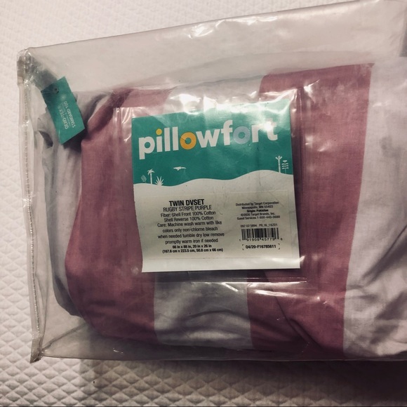 NWT Pillowfort Duvet Cover Set Purple Rugby Stripe Twin - Picture 9 of 9